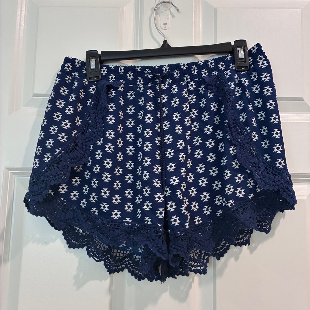 Xhilaration Navy and White Star-Print‎ Elastic Waist Shorts